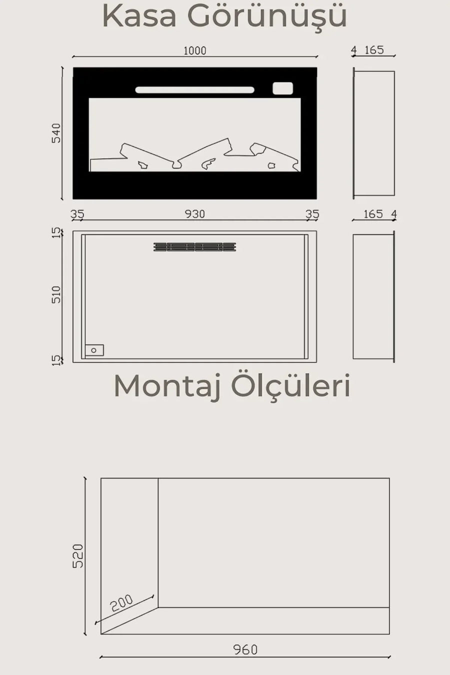 Zaya Pagla 100 2000W Elektrikli Şömine