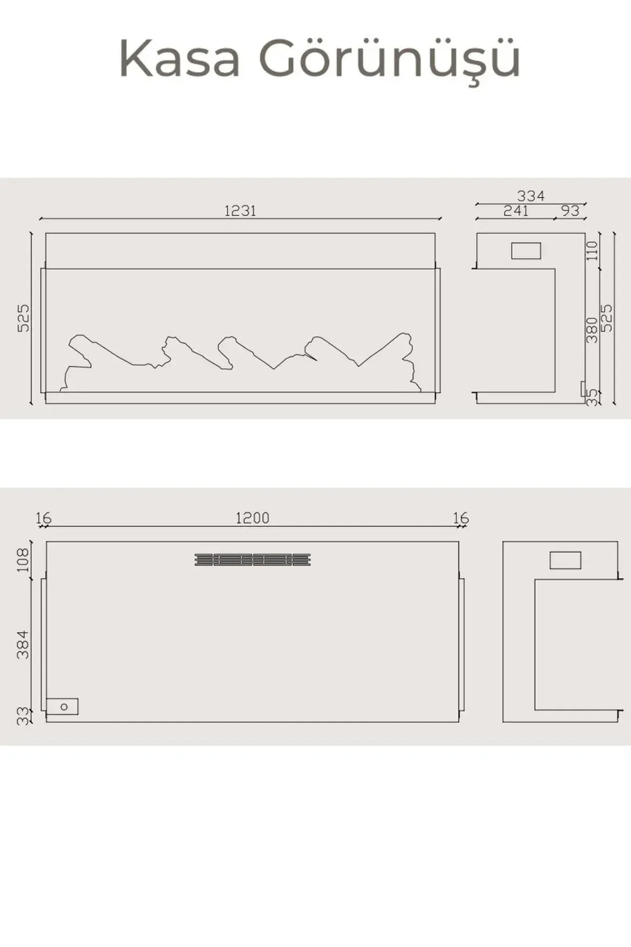 Zaya Laden 120 2000W Elektrikli Şömine