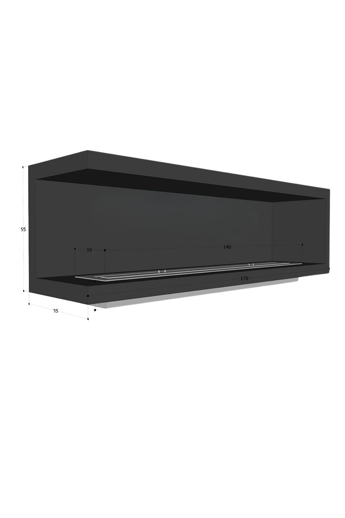 170 cm L Tipi Bioethanol Şömine