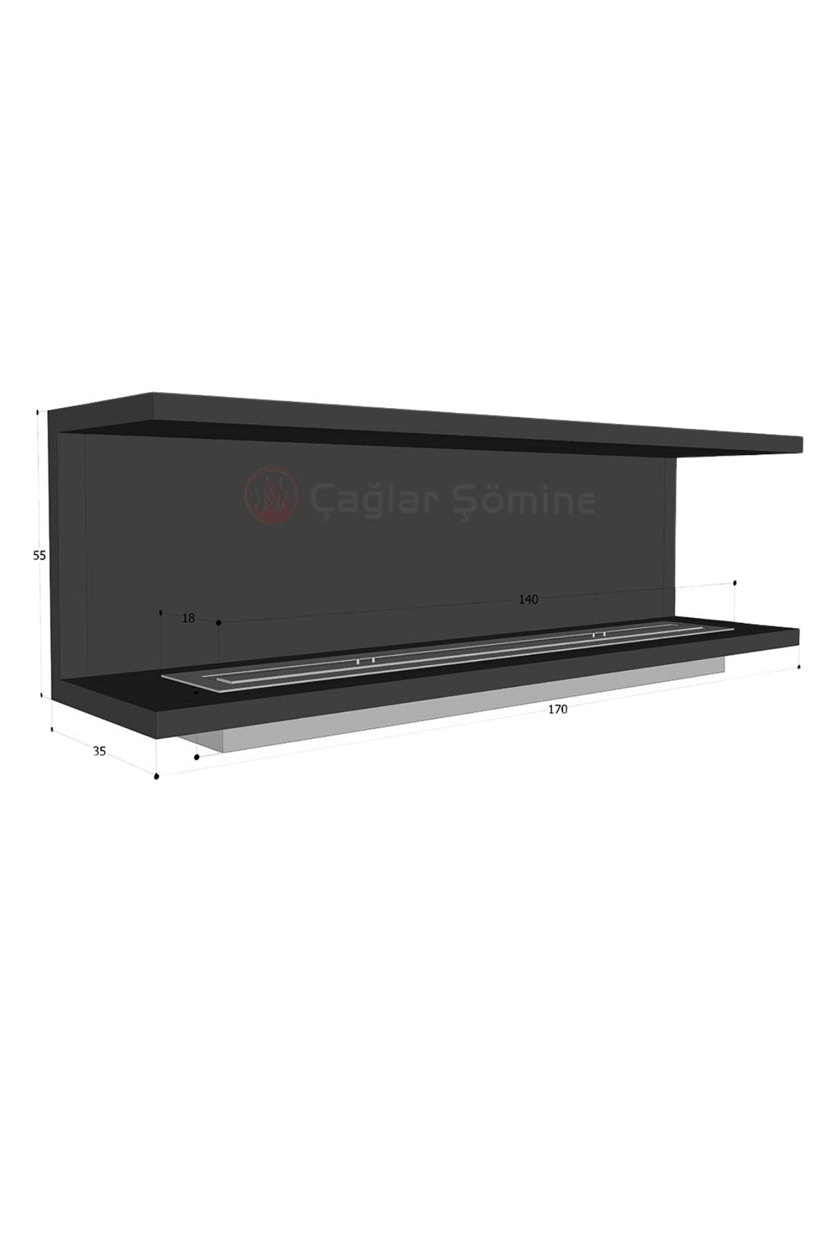 170 cm U Tipi Bioethanol Şömine