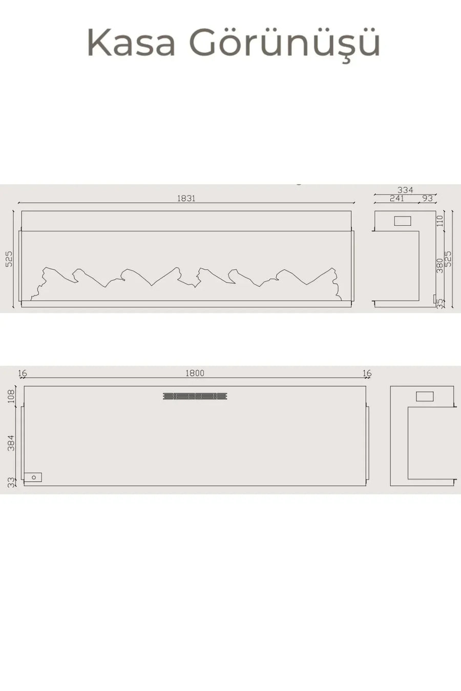 Zaya Laden 180 2000W Elektrikli Şömine