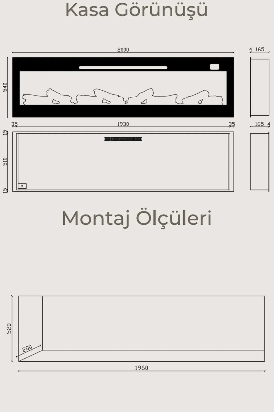 Zaya Pagla 200 2000W Elektrikli Şömine