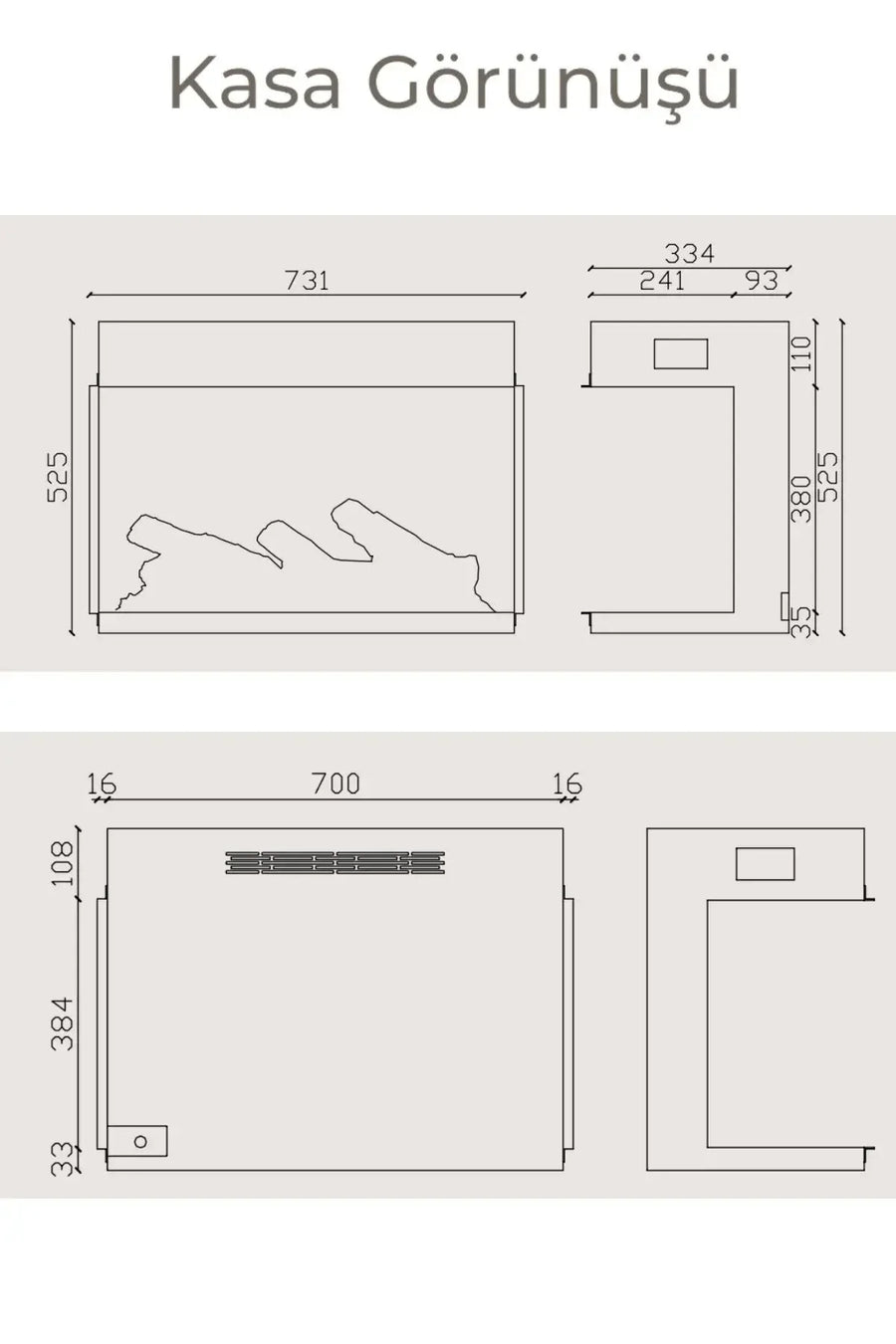 Zaya Laden 70 2000W Elektrikli Şömine