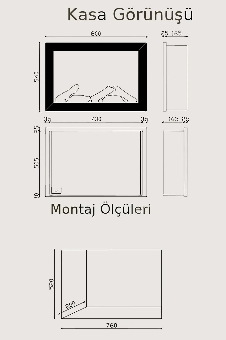 Zaya Magel 80 Elektrikli Şömine