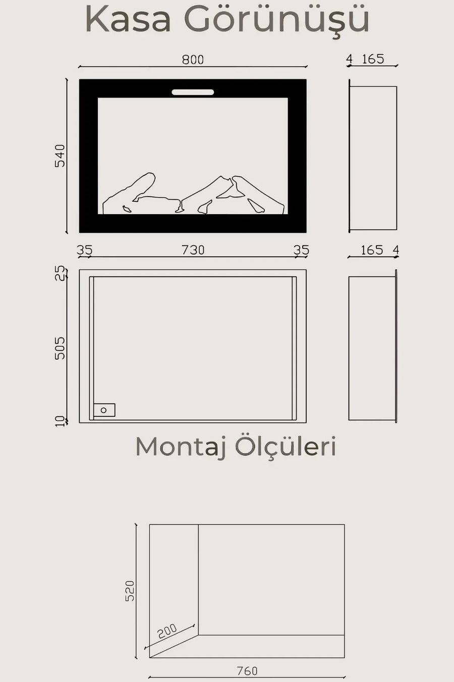 Zaya Masta 80 Elektrikli Şömine