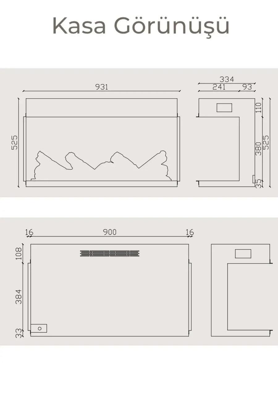 Zaya Laden 90 2000W Elektrikli Şömine
