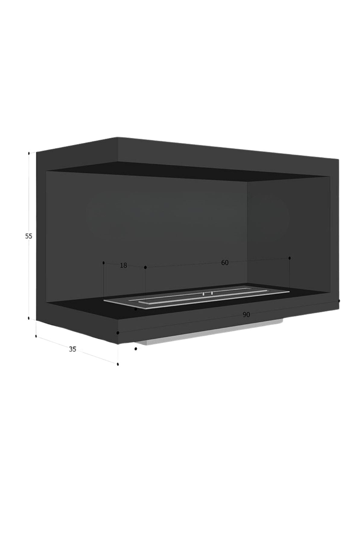 90 cm L Tipi Bioethanol Şömine